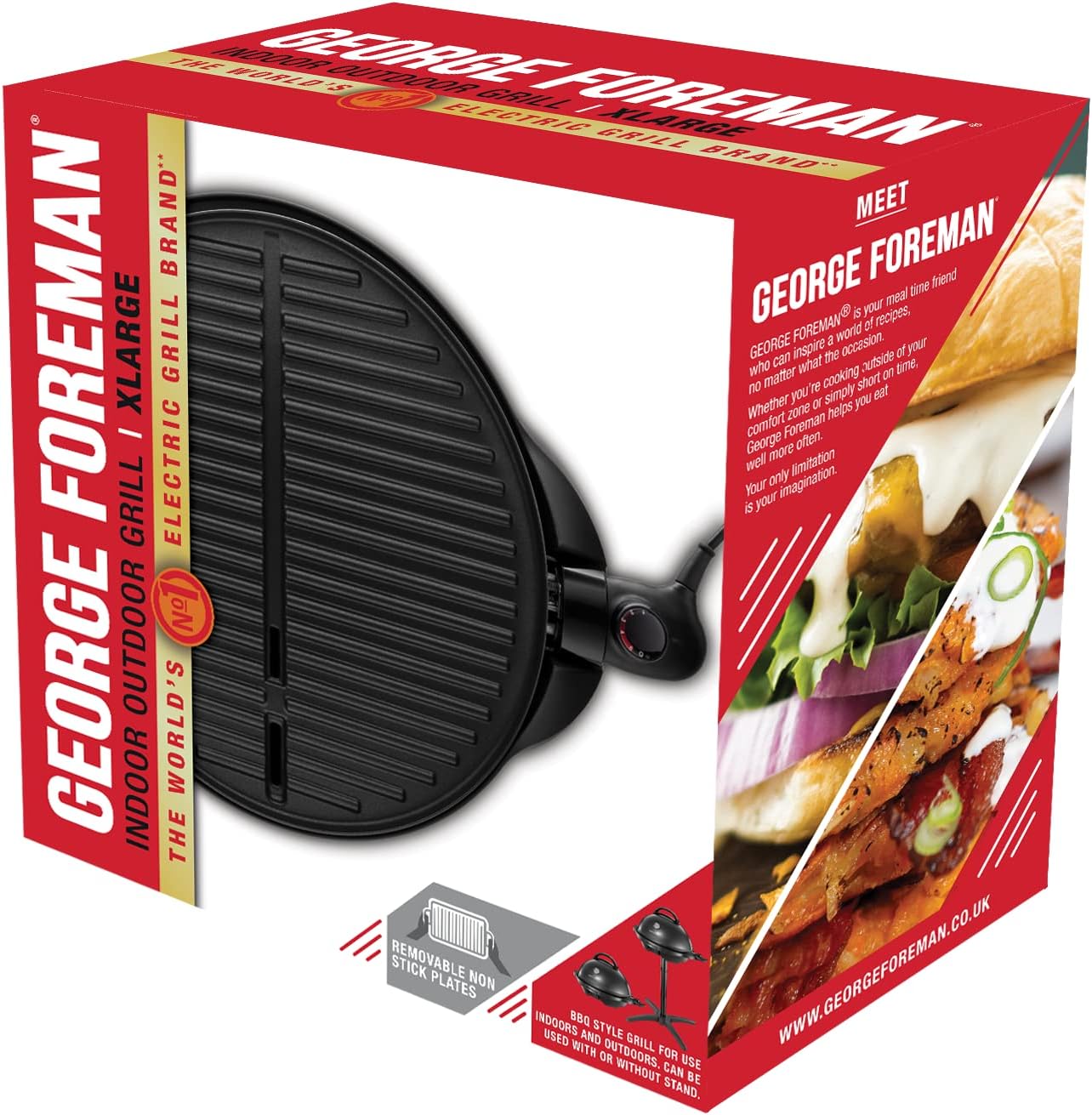 George Foreman - Barbecue 2 en 1 - 44,5cm - Électrique, grill avec bac à graisse, 2400W, 22460-56