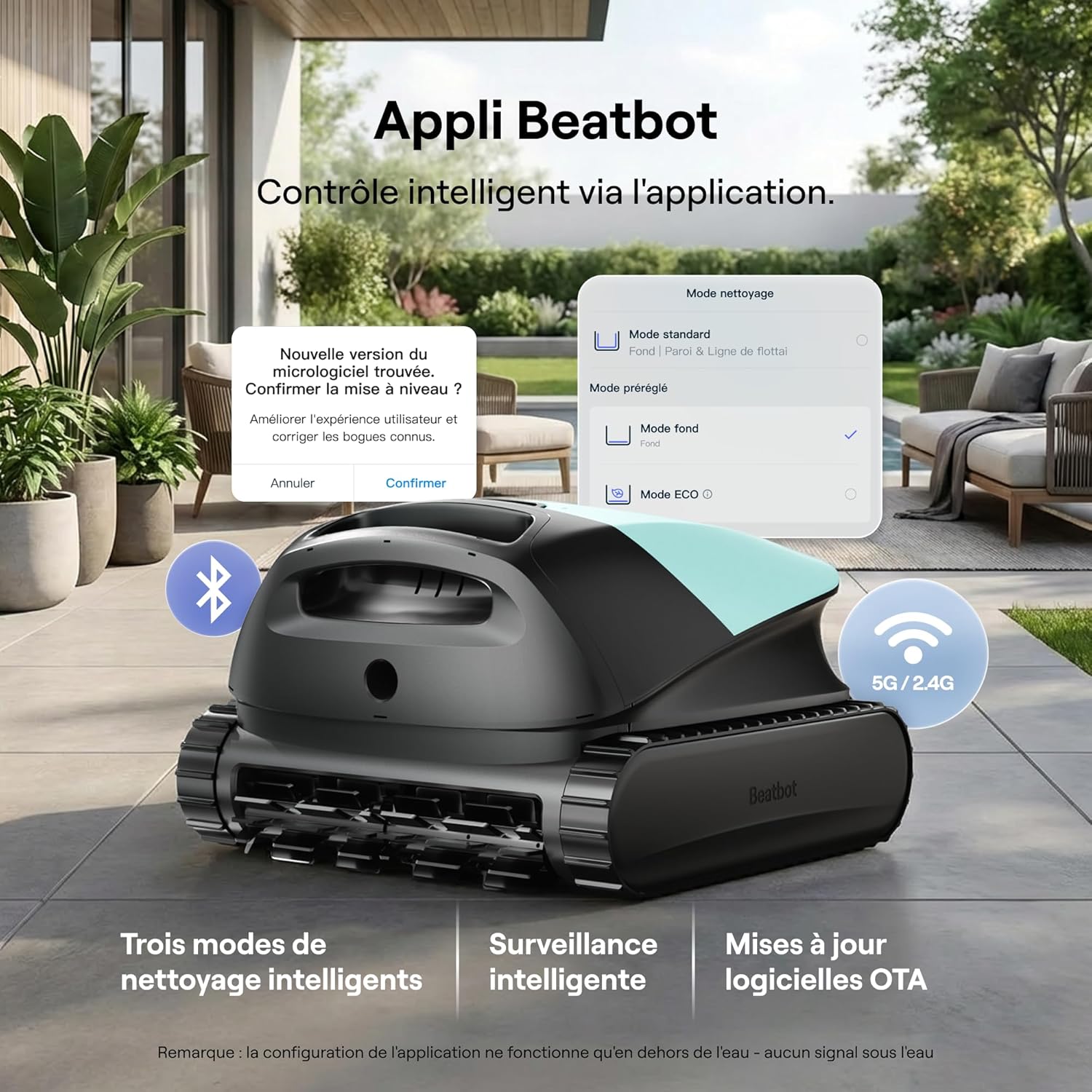 Beatbot - Sora 10 - robot piscine sans fil, 25700 LPH, filtre 5L