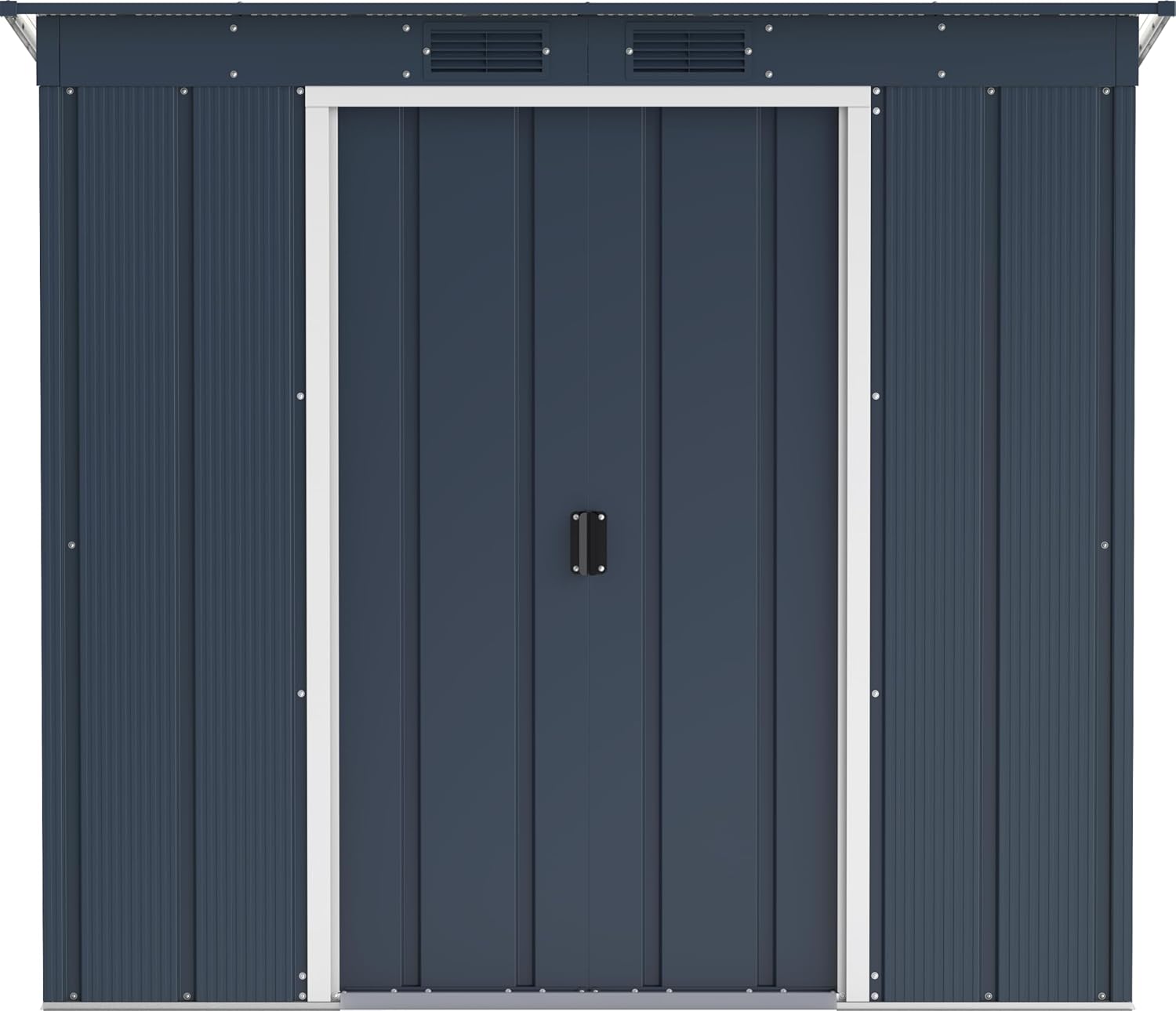 Duramax ECO 6 x 4 (2.17 m²) abri de jardin en métal à toit pentu, Abri de jardin en métal galvanisé à chaud, Abri de stockage d'outils, structure de toit renforcée, anthracite