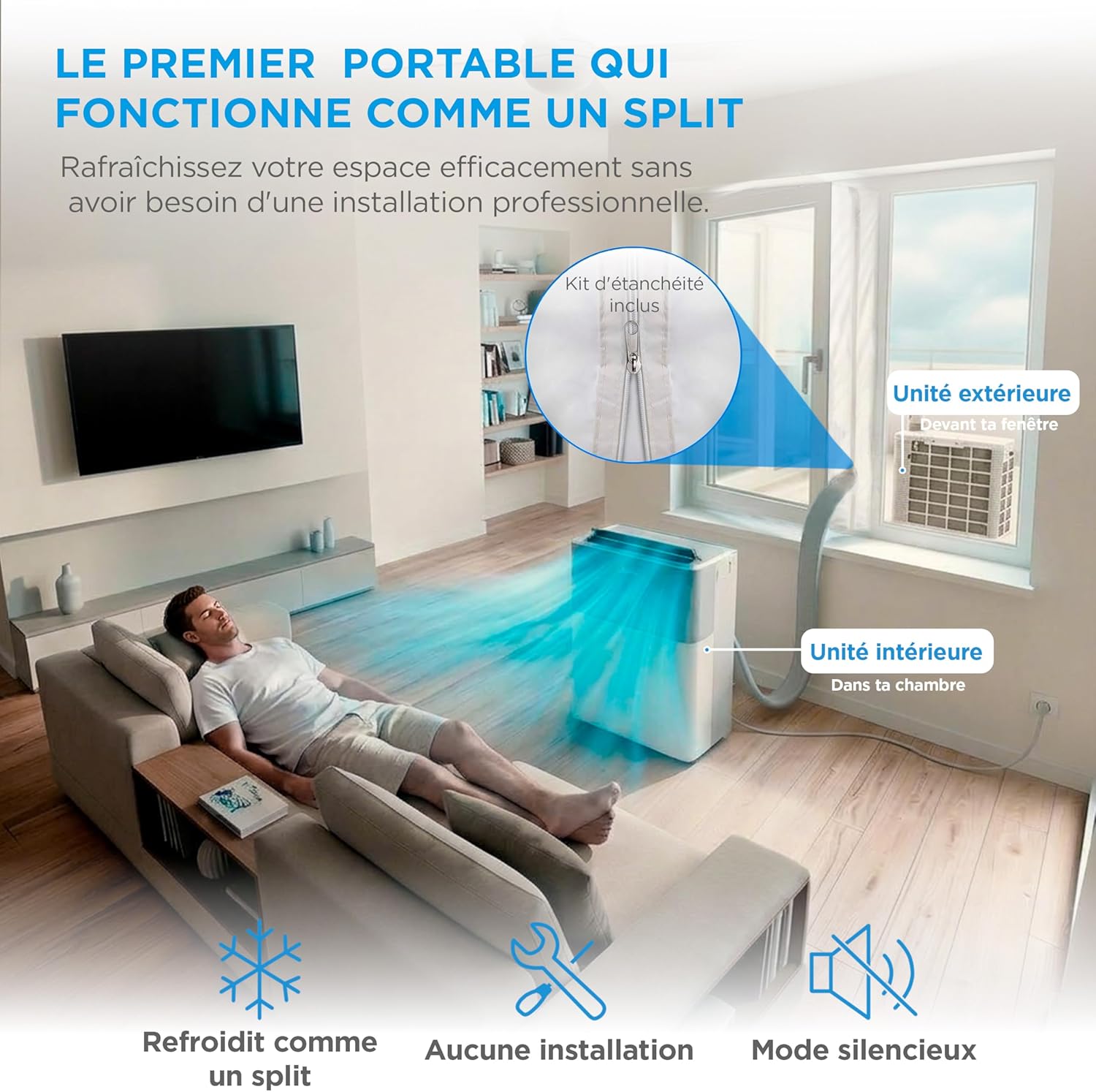 Midea - PortaSplit 12000BTU - 3,5kW, 4-en-1, silencieux, portable MIDEA