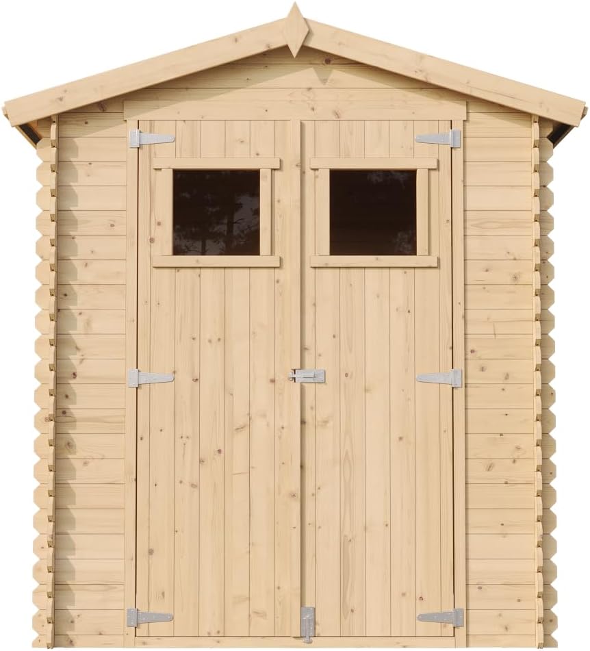 TIMBELA - abri de jardin bois, 186x196x218 cm, stockage, outils, vélos - M320