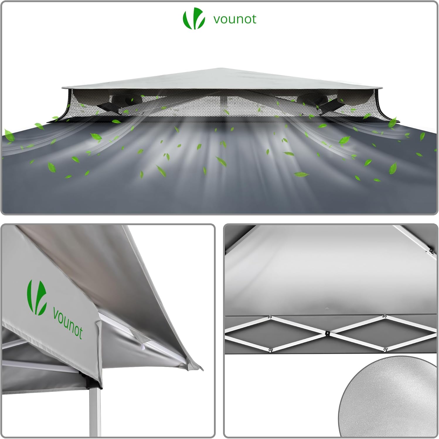 VOUNOT - tonnelle pop up - 3.6x3.6m - moustiquaire, anti-UV, acier