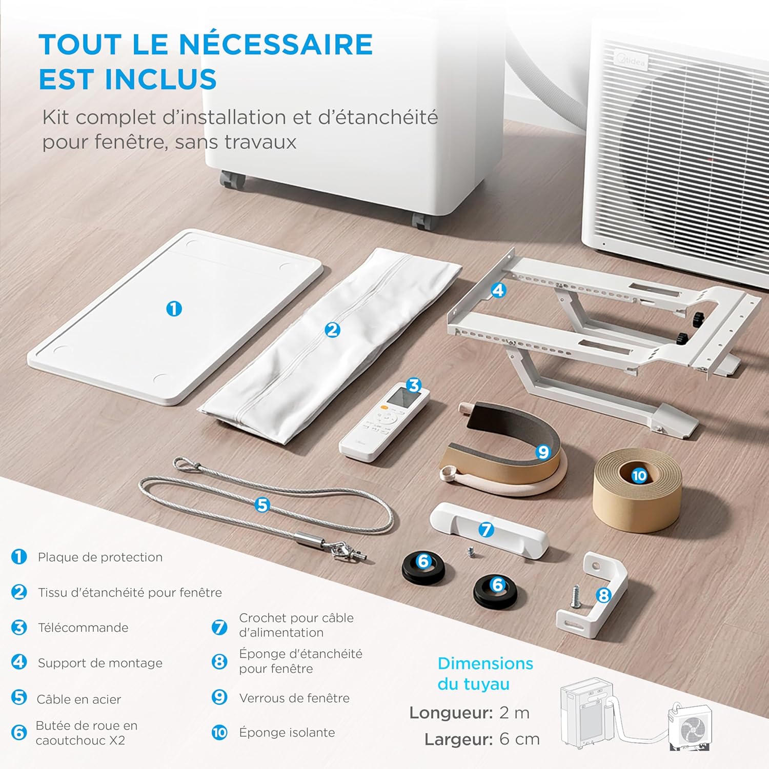 Midea - PortaSplit 12000BTU - 3,5kW, 4-en-1, silencieux, portable MIDEA