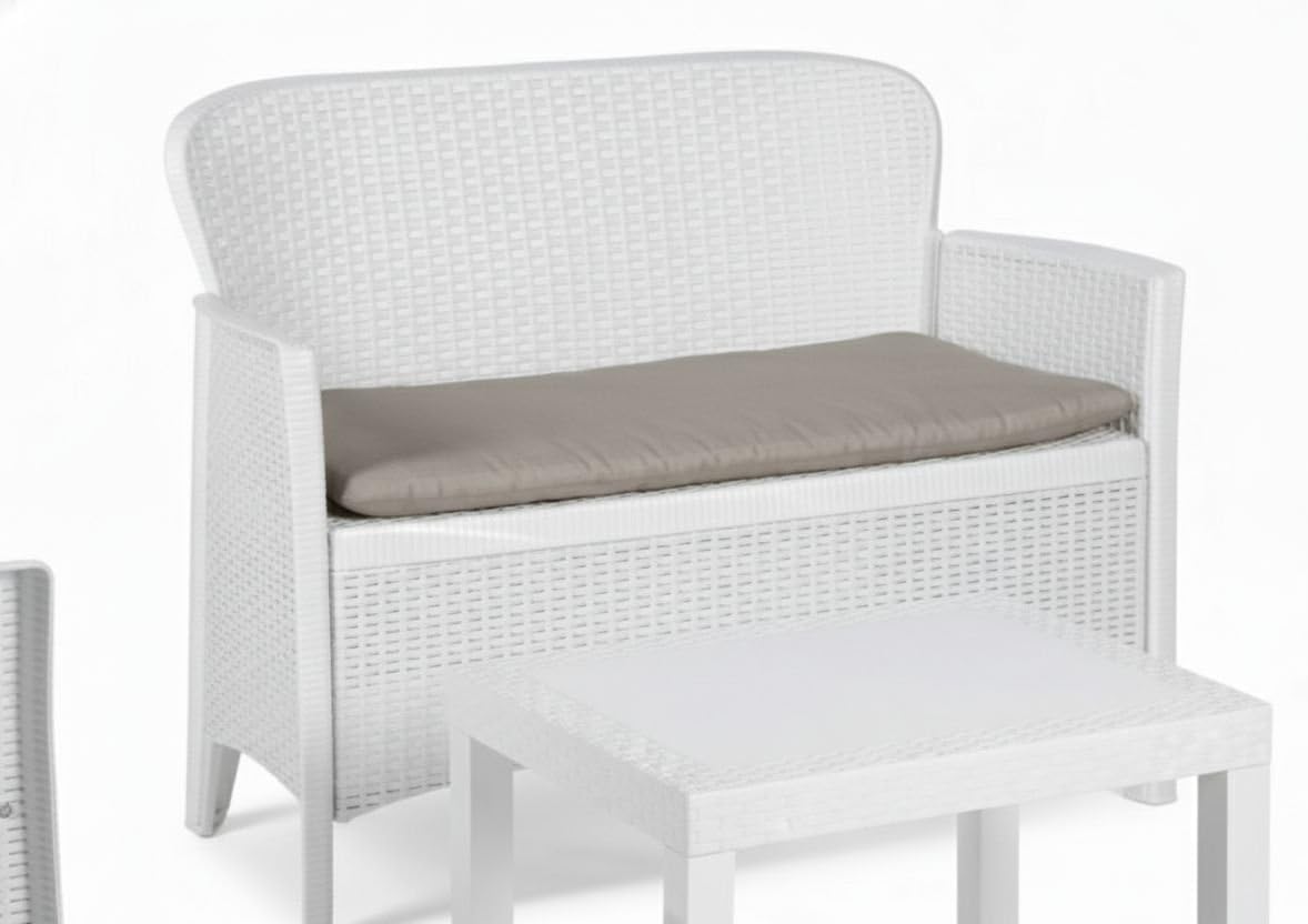Dmora - Ostuni salon de jardin, blanc, rotin effet, 100% Made in Italy
