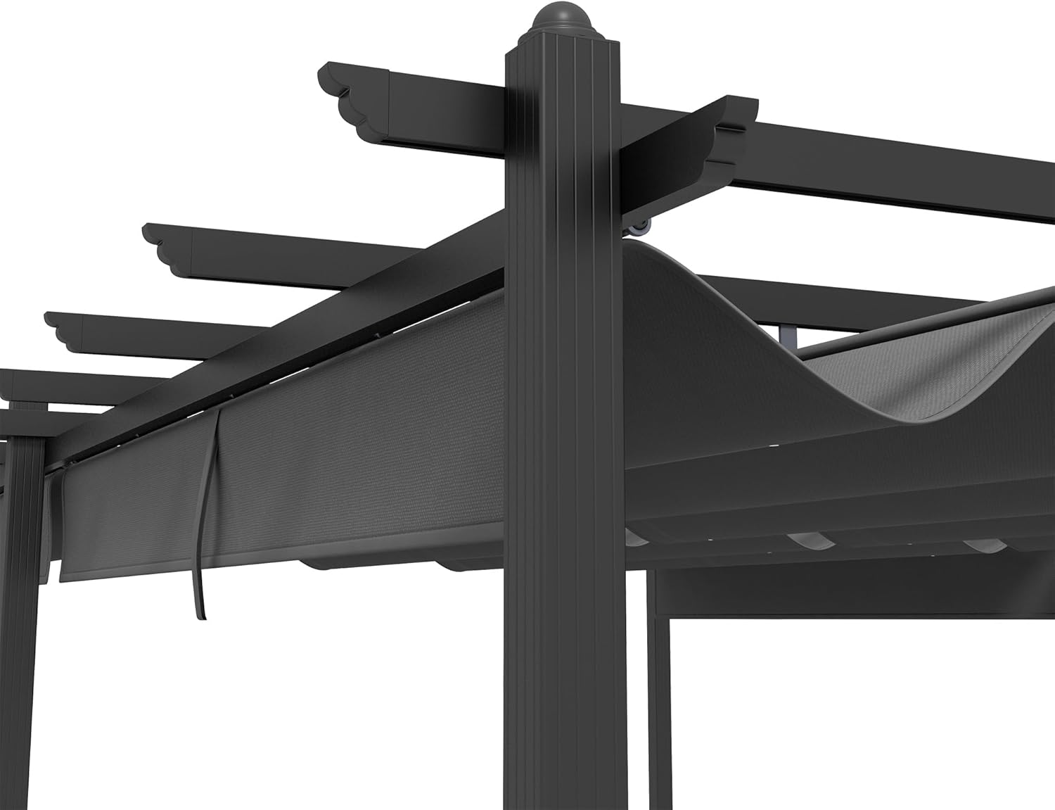 Outsunny - pergola aluminium rétractable 3,6x6m terrasse gris foncé