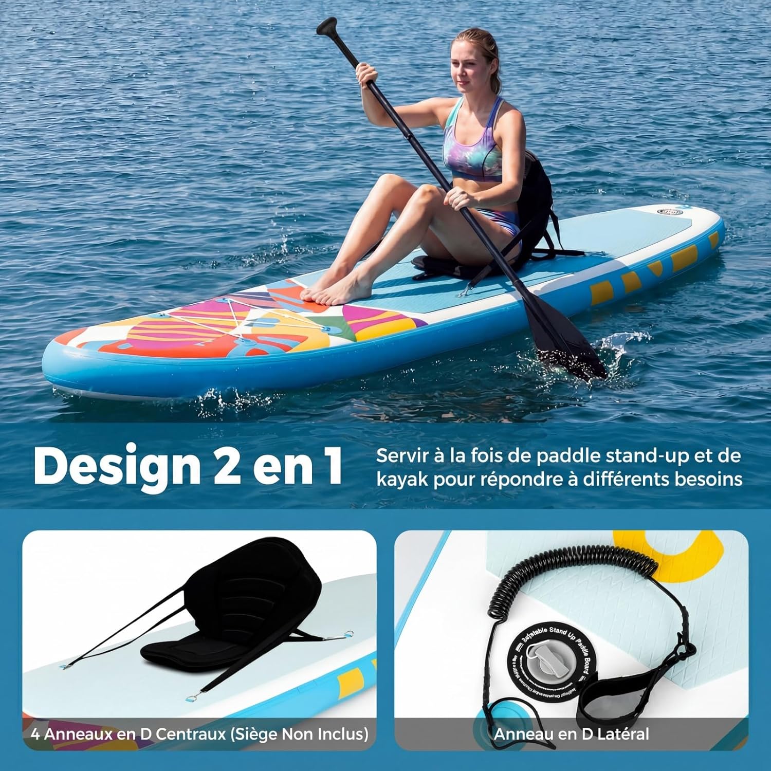 COSTWAY - Paddle Board gonflable - 320x76x15cm - Sac, leash, pompe