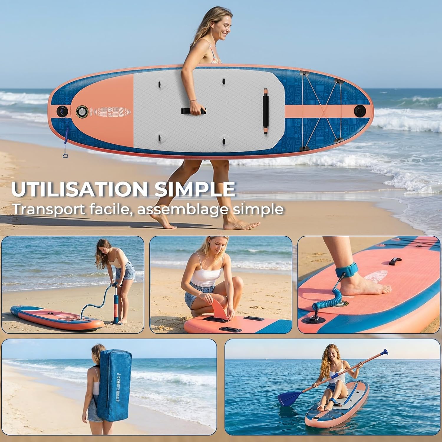 Devoko - Planche Paddle 2-en-1 - 320cm - Siège, 130kg, Yoga, Pêche