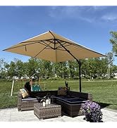 PURPLE LEAF Parasol Déporté Inclinable Bilatéral 2,7 x 3,6 m avec Pied de Croix, Parasol de Jardi...