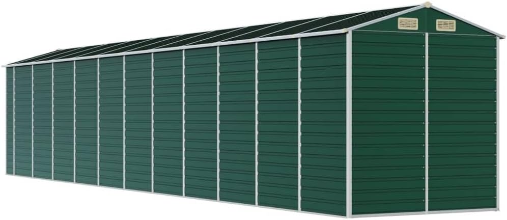 vidaXL - abri de jardin acier, vert, 191x980x198 cm, toit incliné