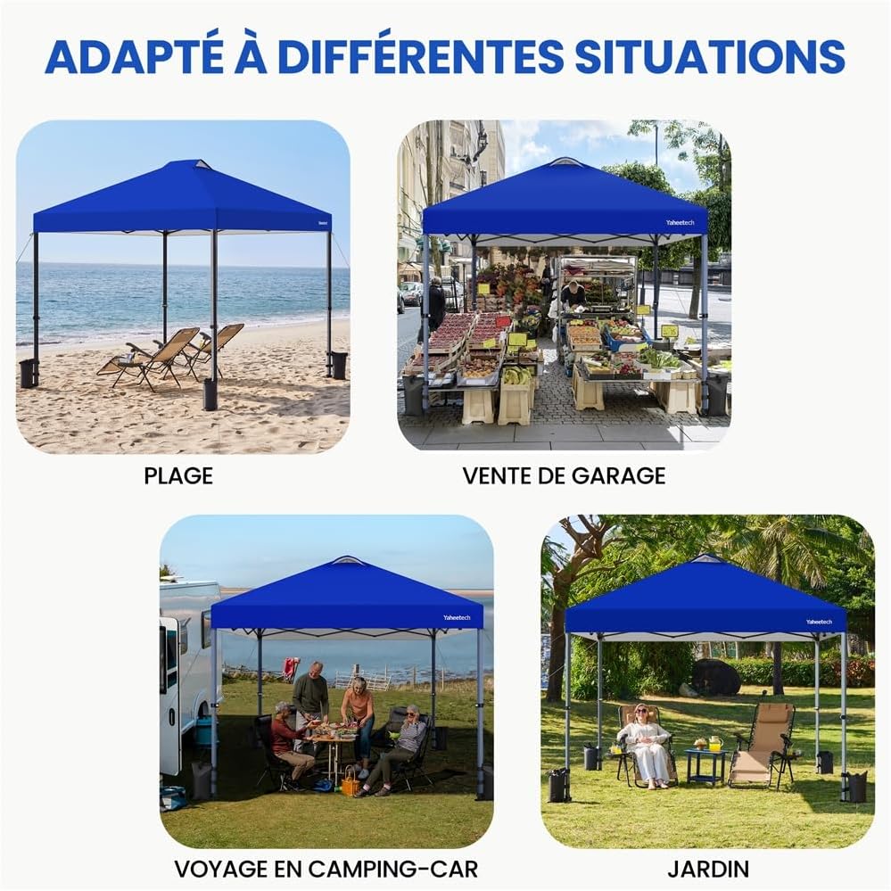 Yaheetech - Tonnelle pliante 3x3m - roulettes, UV50+, accessoires