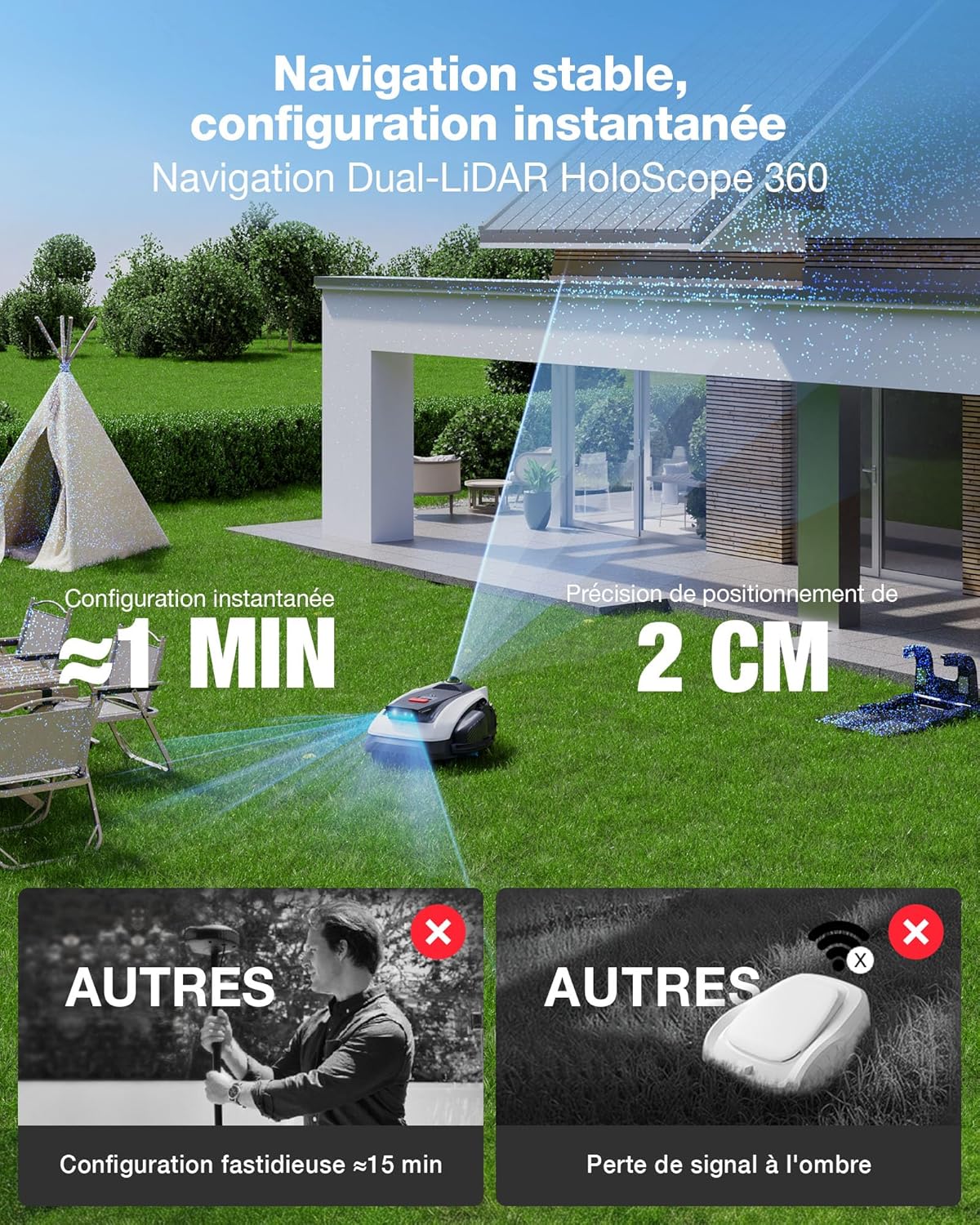Ecovacs - Goat O1200 - 1200m² - LiDAR Pro, navigation IA, coupe précise O1200