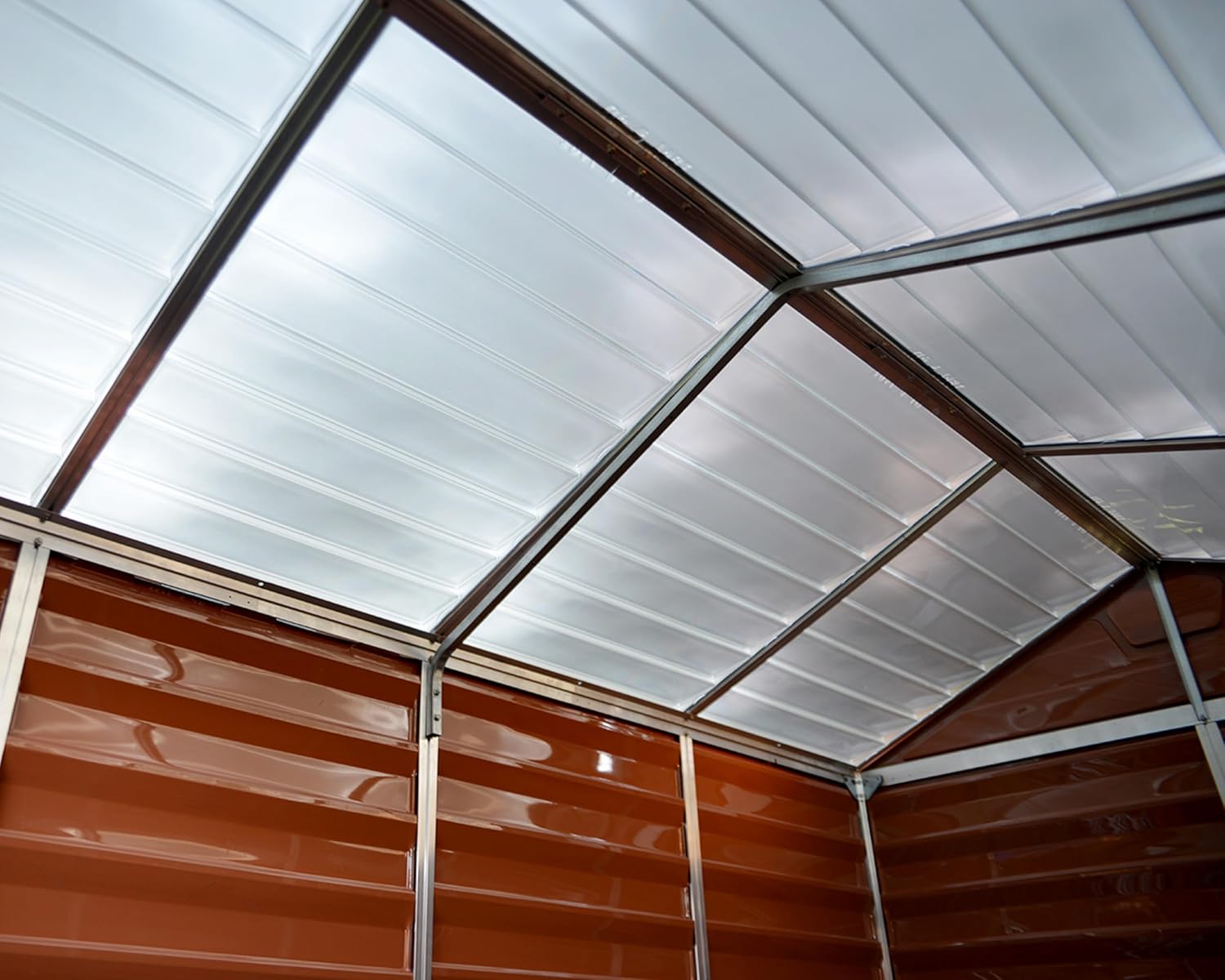 Abri de Jardin en Kit Skylight 7m², Cadre en Aluminium, Panneaux en Polycarbonate, Ambre