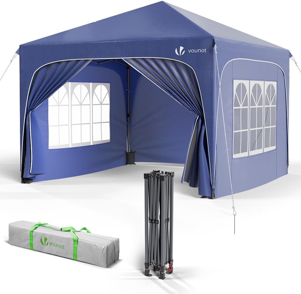 VOUNOT - tonnelle pliable série jardin - 3x3m - imperméable, anti-UV, réglable, sac.