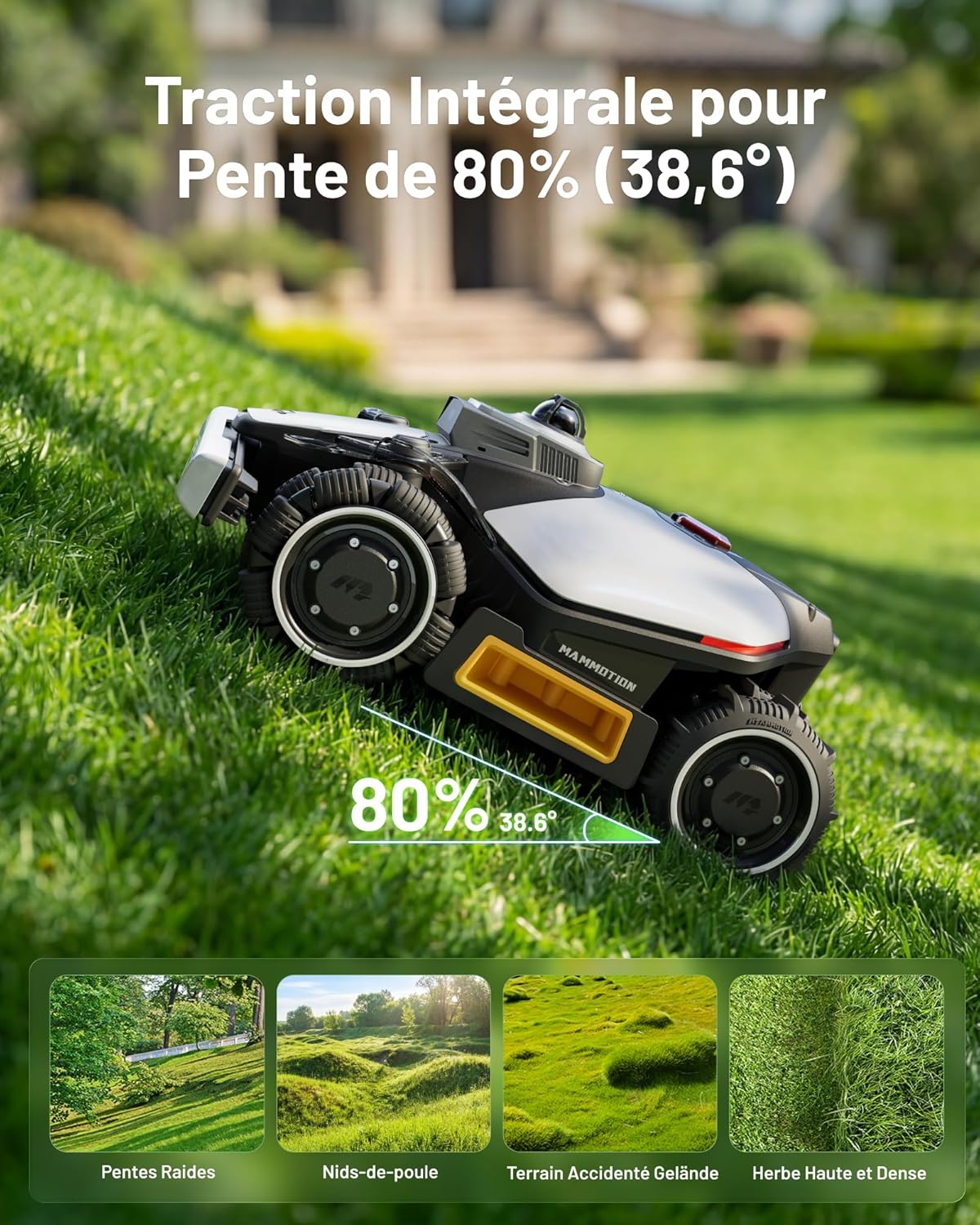 Mammotion - Luba Mini 2 AWD - 1500m² - LiDAR, double caméra IA, DropMow, 80% pente - LUBA Mini 2 AWD 1500