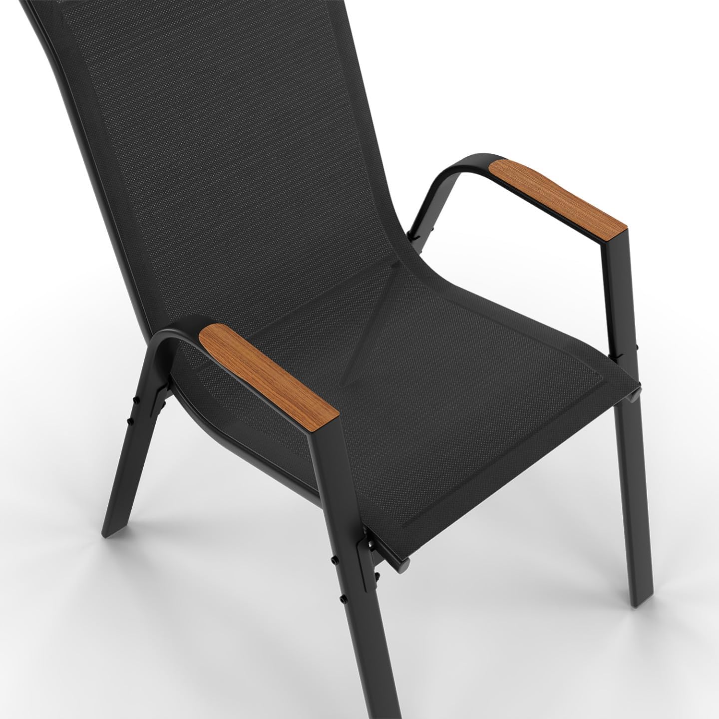 IDMarket - Salon de Jardin NOUMEA Table Extensible 135/270 cm Plateau Effet Bois et 12 chaises empilables Noir et Bois