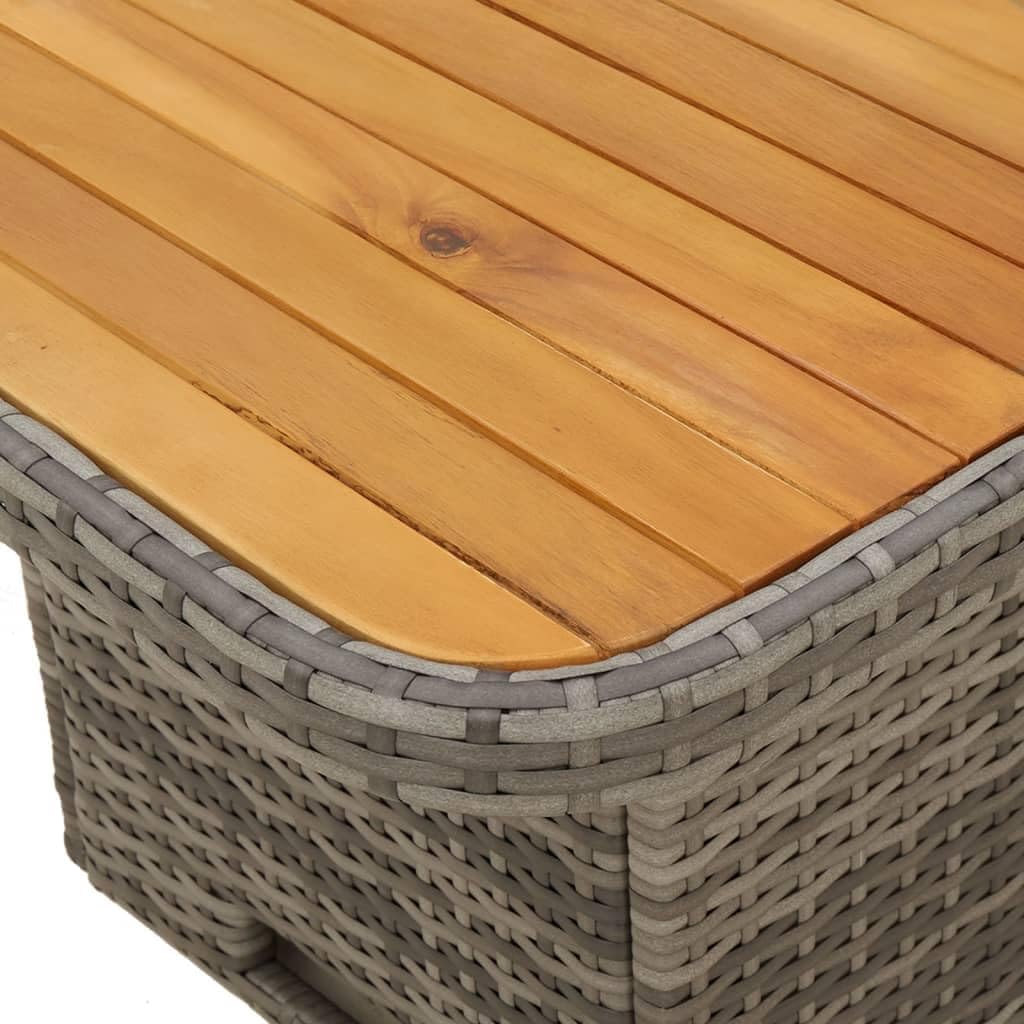 vidaXL - Table de jardin en résine tressée et acacia - gris - extérieur