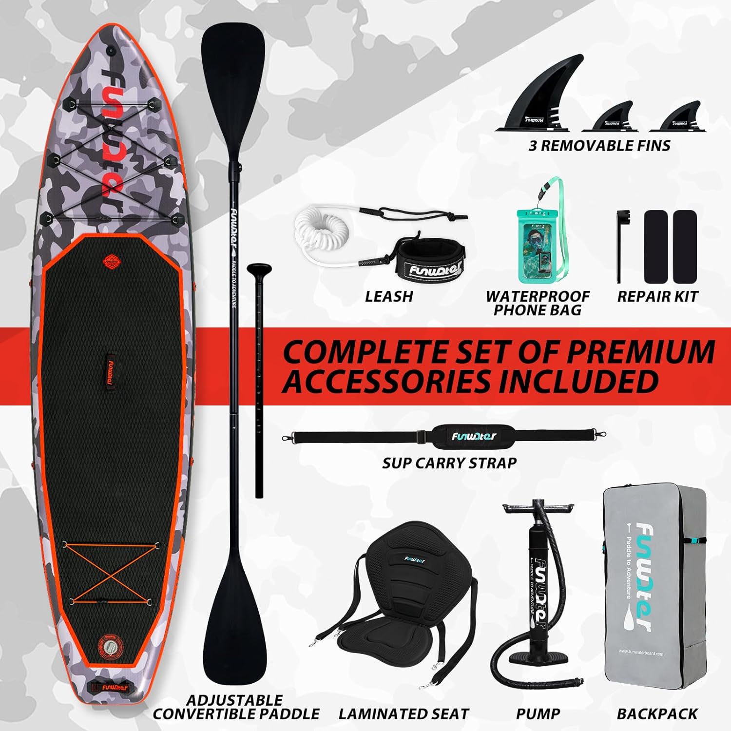 FunWater - Planche SUP gonflable 330 cm - kit complet débutant