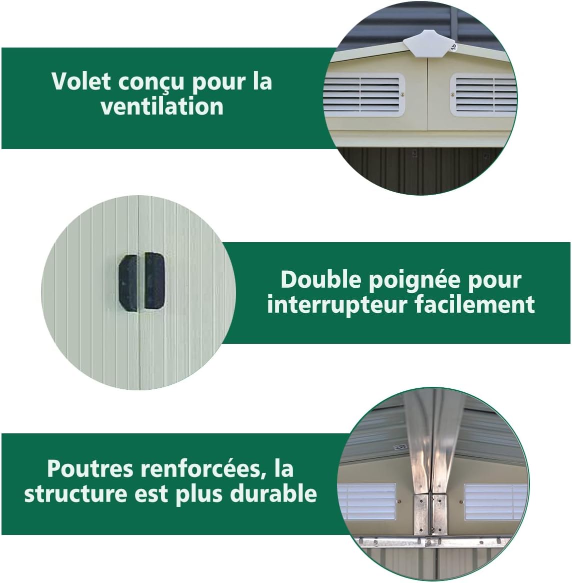 COSTWAY - Abri de Jardin Série Stockage - 205x257x175,5 cm - porte coulissante, toit galvanisé, aération
