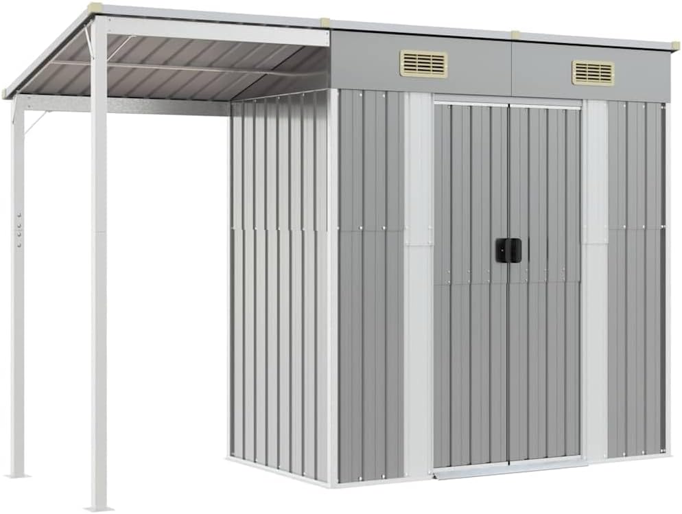 Générique Abri de Jardin avec Toit prolongé Gris Clair 277x107x181 cm, Maison & Jardin, Pelouses & Jardins, Vie en extérieur, Structures extérieures, Cabanes & abris de Jardin, Gris, (Poids 41.56KG)