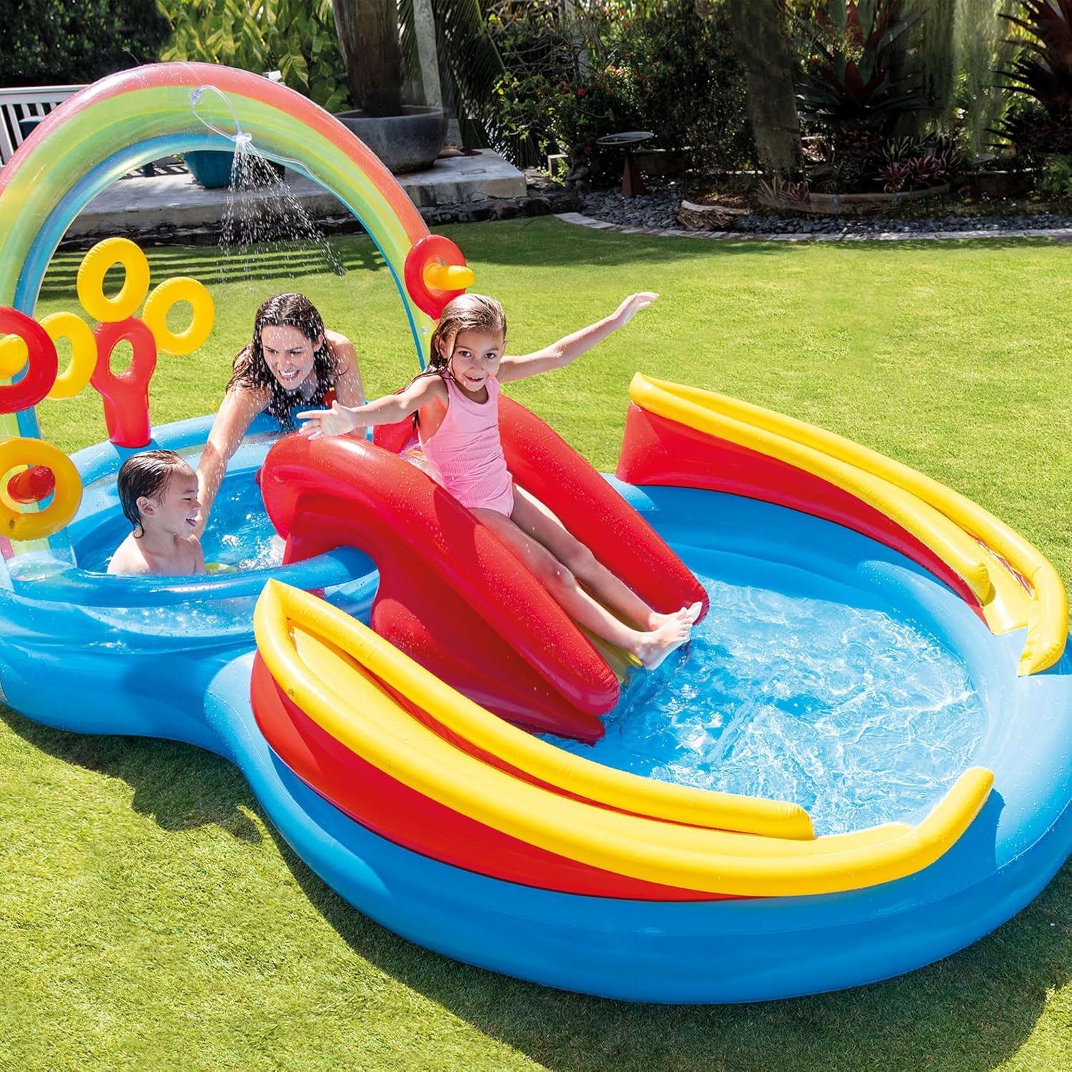 Intex - Rainbow Ring Play Centre - 297x193x135 cm - piscine gonflable, multicolore