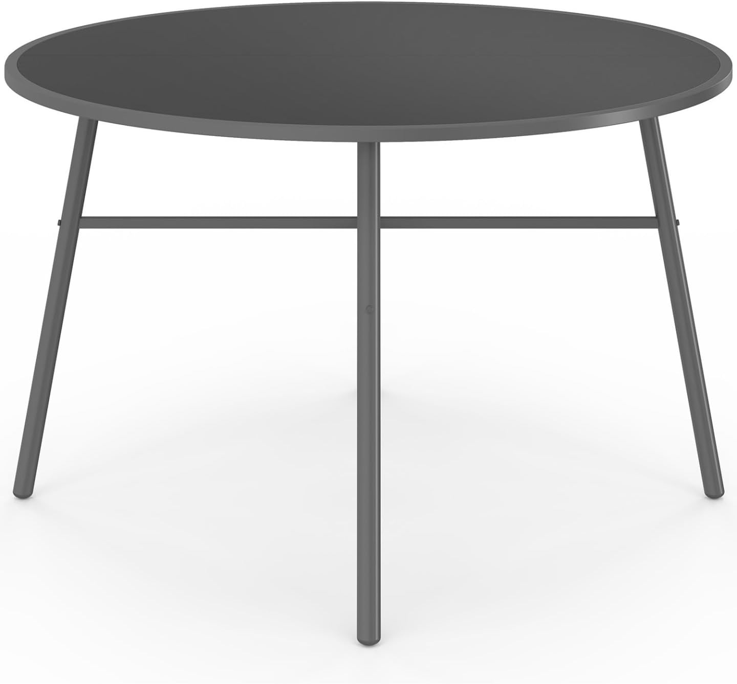 IDMarket - Salon Madrid - table ronde 120cm, 6 chaises empilables, gris anthracite
