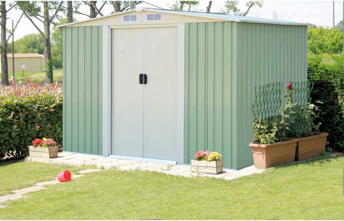 COSTWAY - Abri de Jardin Série Stockage - 205x257x175,5 cm - porte coulissante, toit galvanisé, aération