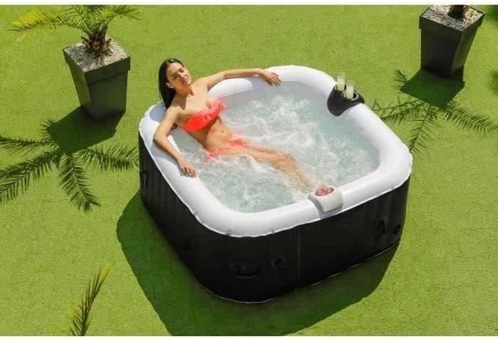 SUNSPA - Spa gonflable carré - 155 x 65 cm - 4 personnes, laminé