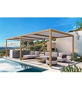 PURPLE LEAF Pergola Bioclimatique en Effet Bois Aluminium 3,5 x 8,5 m, Tonnelle de Jardin Extérie...