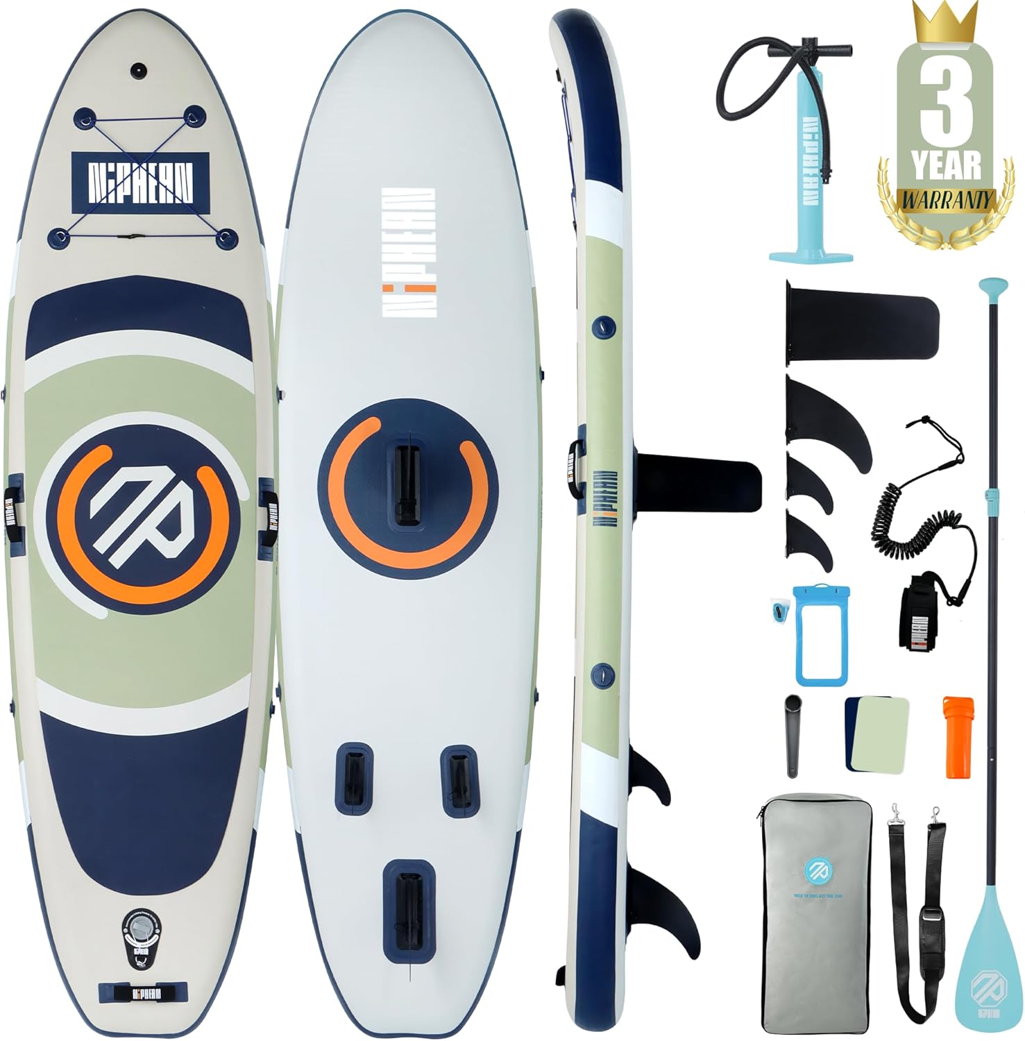Niphean - Paddle gonflable adulte ultraléger 320cm, siège, antidérapant, aileron StabilTrac