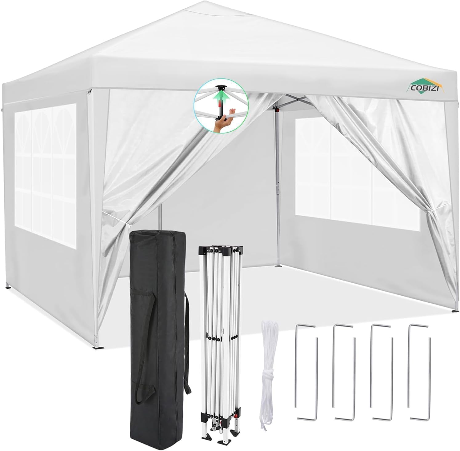 COBIZI - tonnelle pliable 3x3m - imperméable, anti-UV, panneaux amovibles