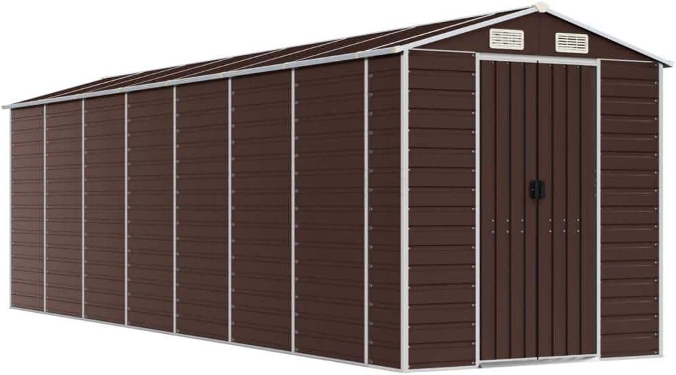 vidaXL Abri de Jardin Marron 191x640x198 cm Acier galvanisé
