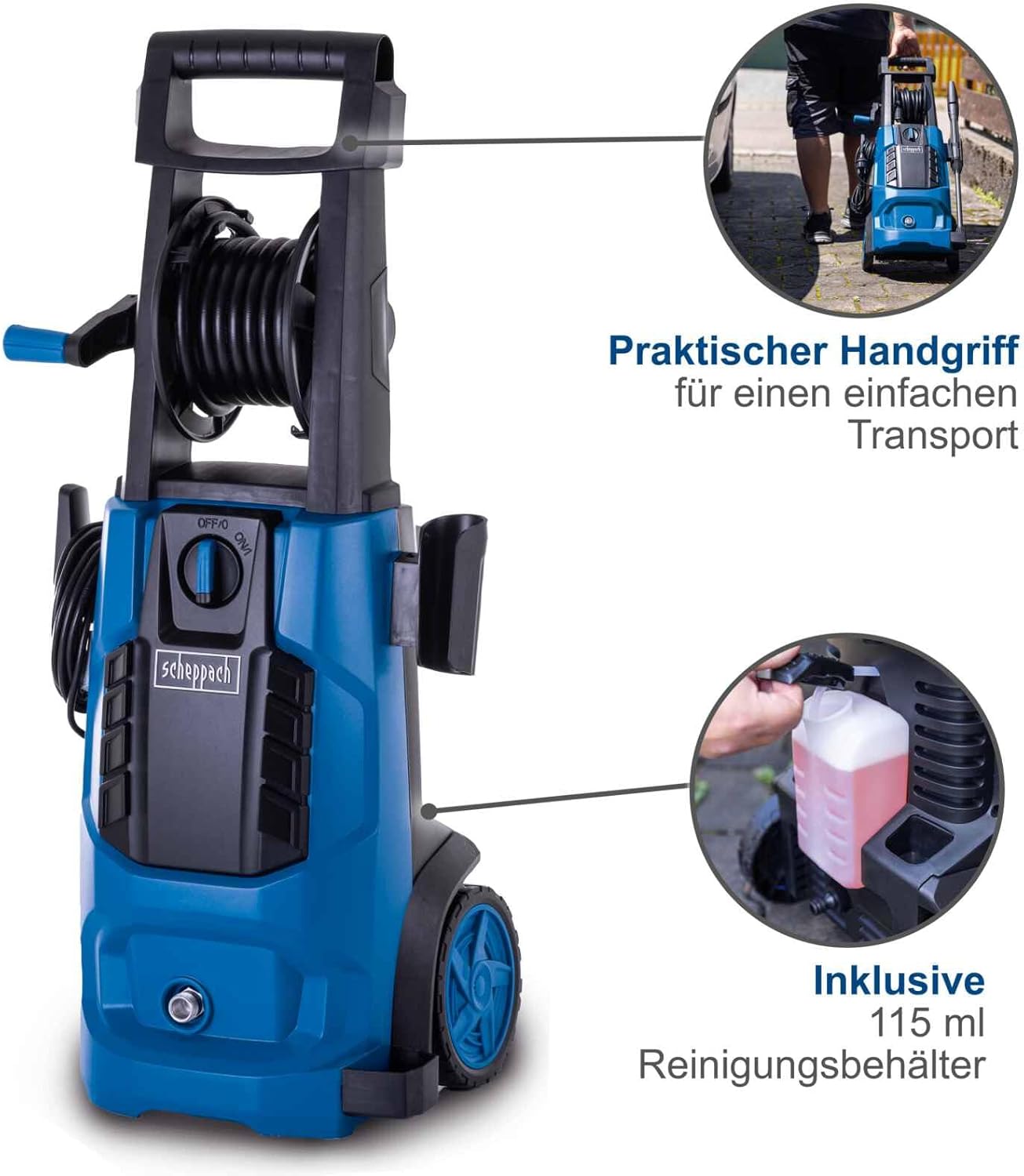 Scheppach - HCE2600x - 180 bars, 2400W, 480l/h, tuyau 5m, accessoires