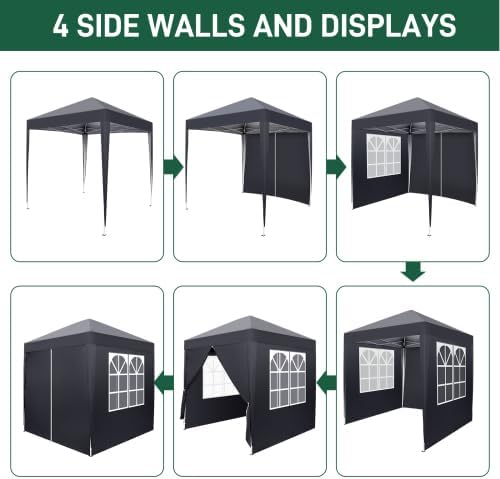 Bonnlo - Tonnelle pliante série jardin - 2x2m - Imperméable, 4 parois, UV 50+, sac inclus