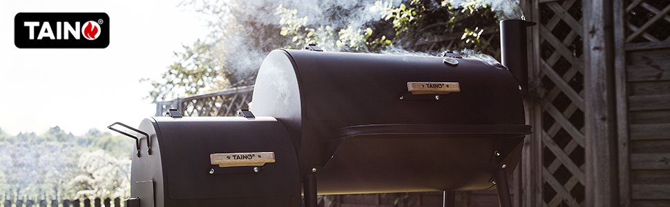 TAINO HERO XXL Barbecue au charbon de bois fumoir avec surface de cuisson en fonte réglable en hauteur 