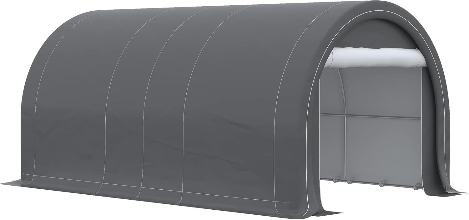 Outsunny - Carport abri voiture 5x3x2,4m acier PE porte zippée