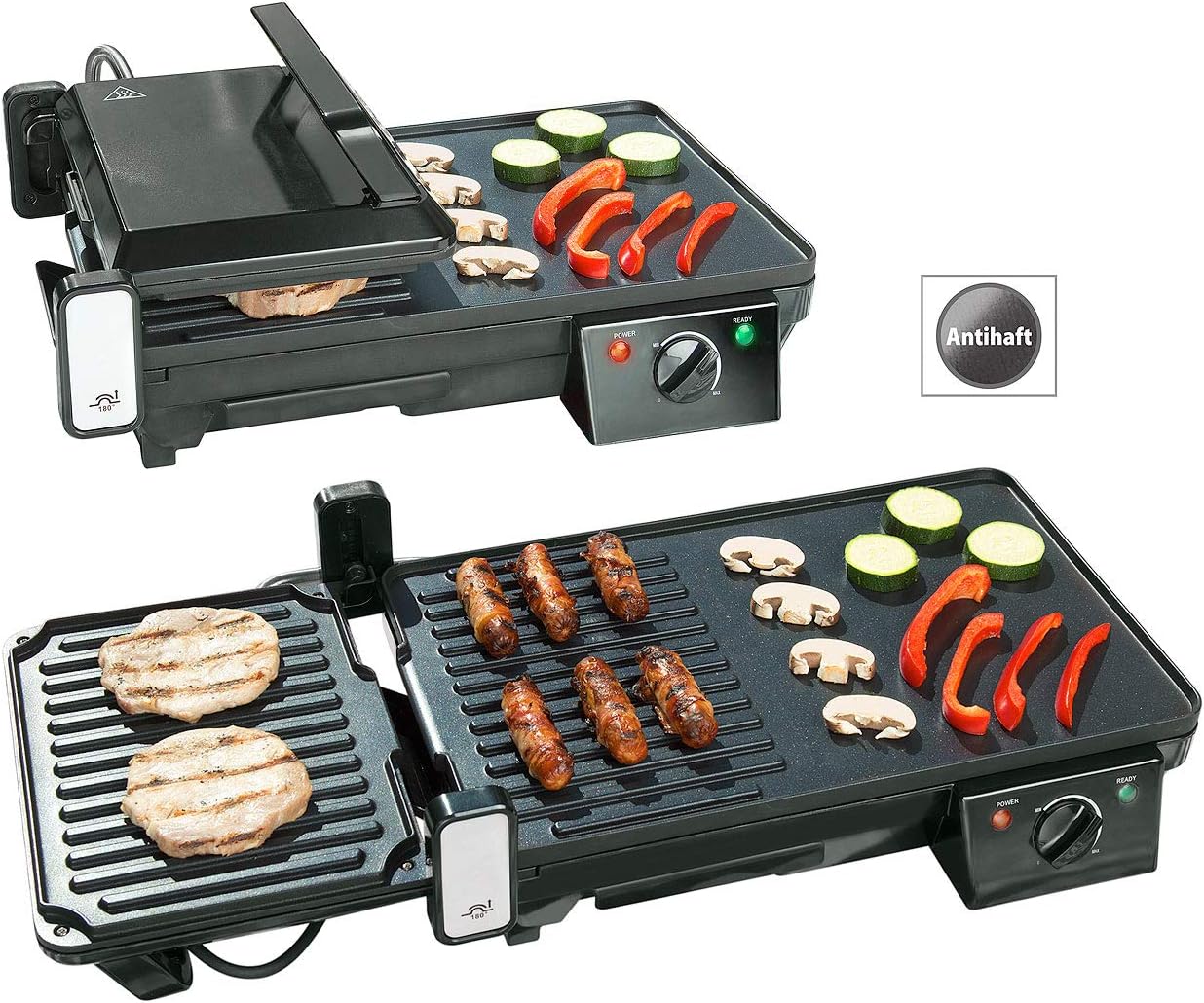 Rosenstein & Söhne - grille-plancha 2 en 1 2000W - table - cuisson rapide