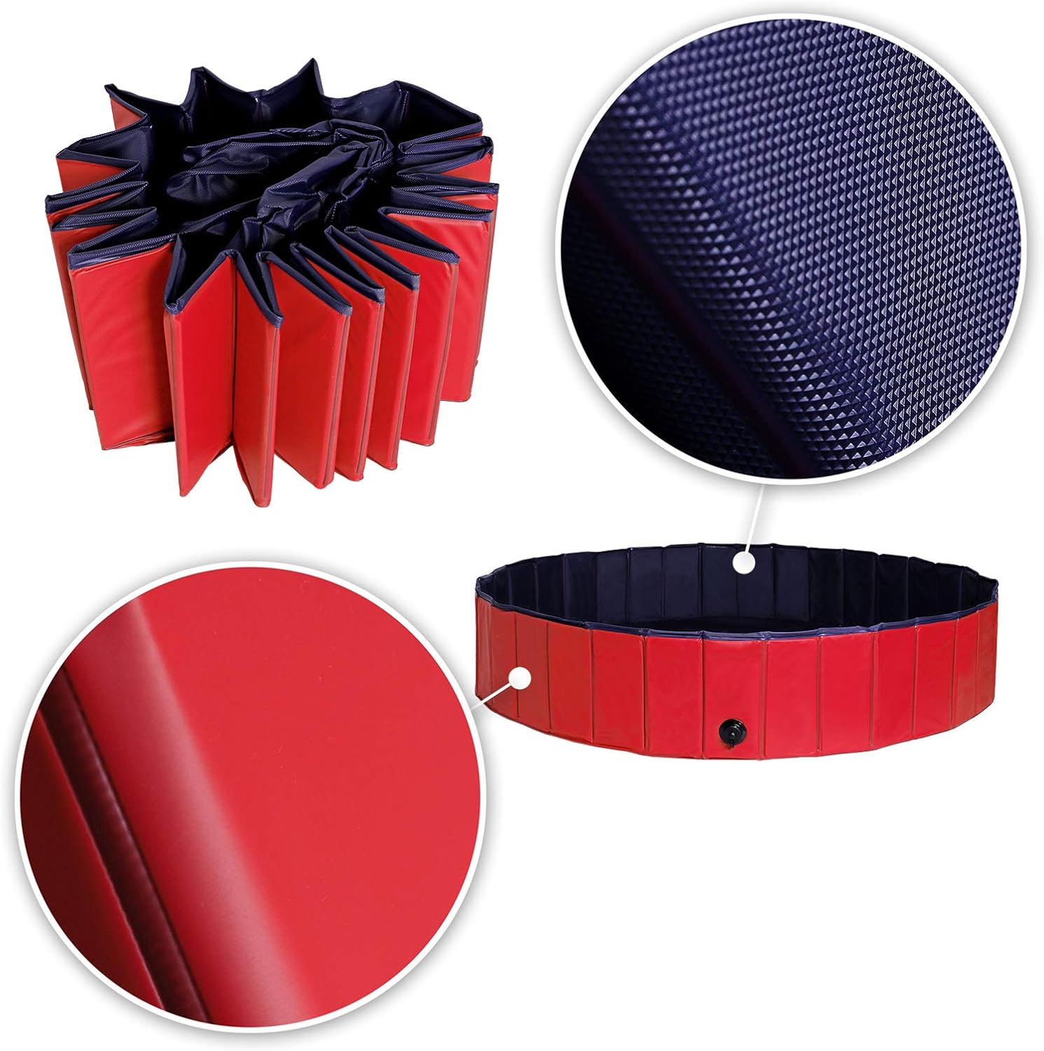 lionto - Piscine pliable Ø160x30cm - PVC antidérapant, bouchon vidange