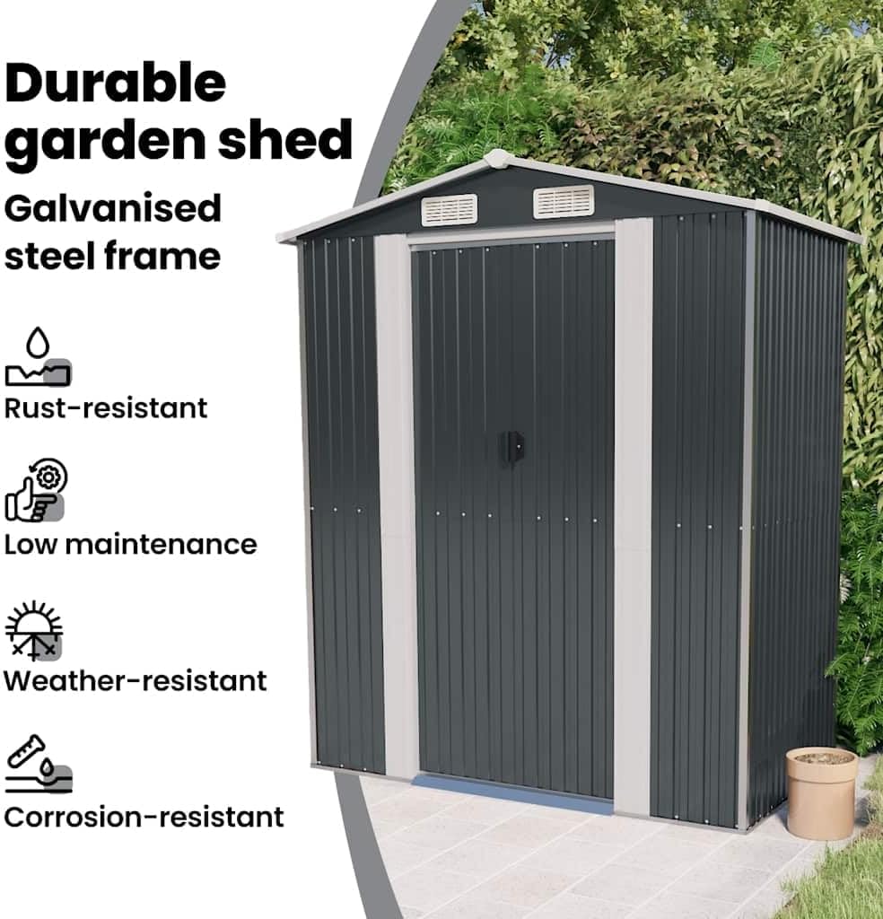 vidaXL - Abri de jardin - 192x108x223 cm - acier galvanisé, anthracite