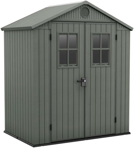 Keter - Darwin 6x4 - 190x122x221 cm - effet bois, vert sauge, 2,2 m²