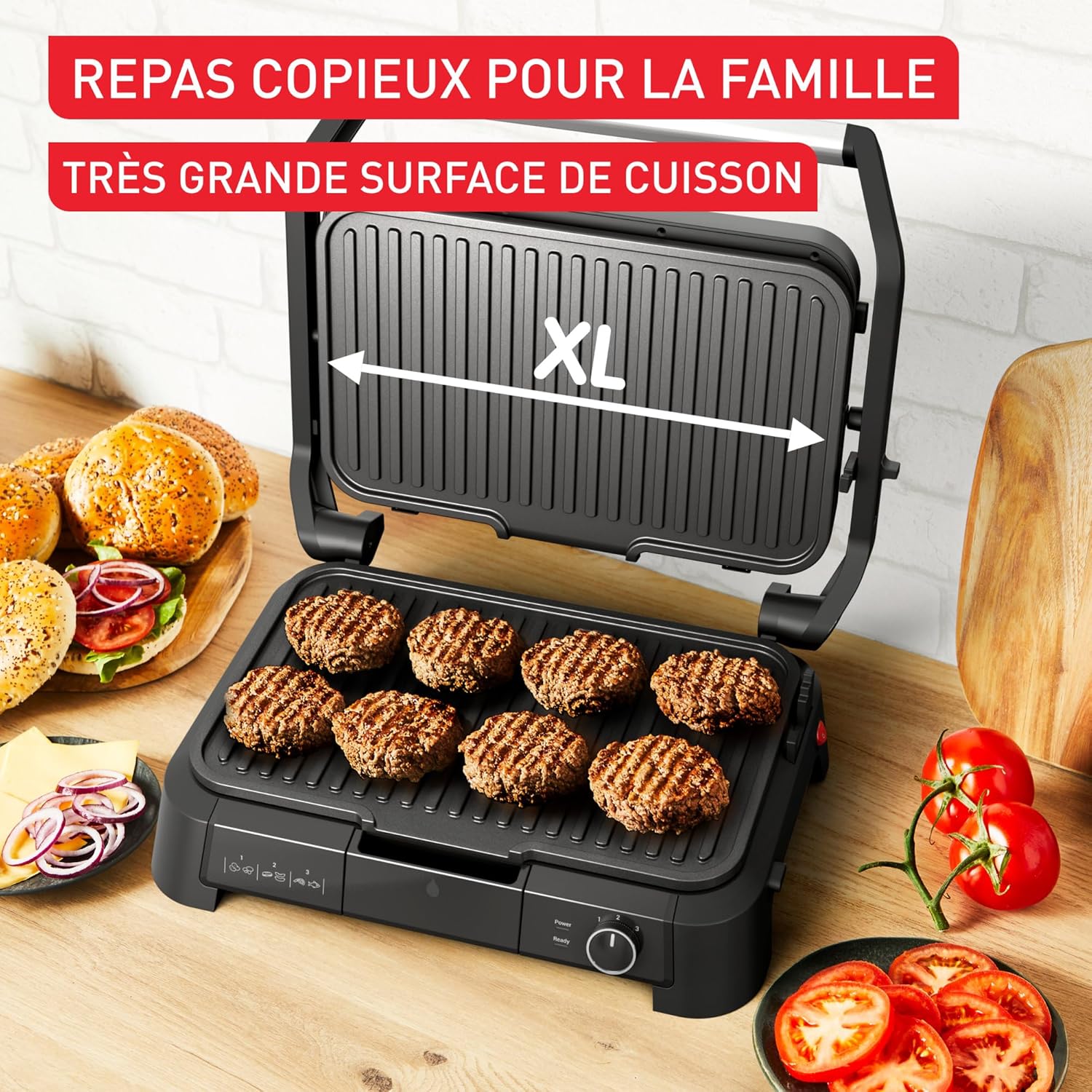 Tefal - SuperGrill 3-en-1 XL - Surface XL - Thermostat réglable, 2200W - GC520DE0