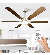 Airwit Grand ventilateur de plafond 132 cm avec éclairage, pales double face, silencieux