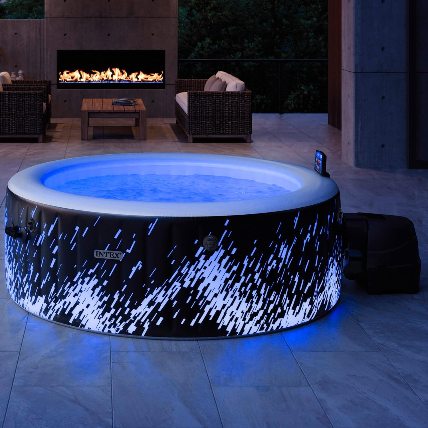 Intex - PureSpa Bubble Glow Deluxe - 196x71cm - 4 places, 140 jets, LED multicolore - 28494NP