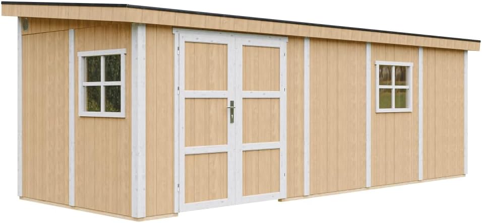 Timbela - Abri jardin premium - 14,3m² H231x248x648cm - panneaux LP - M941B-HARVEST
