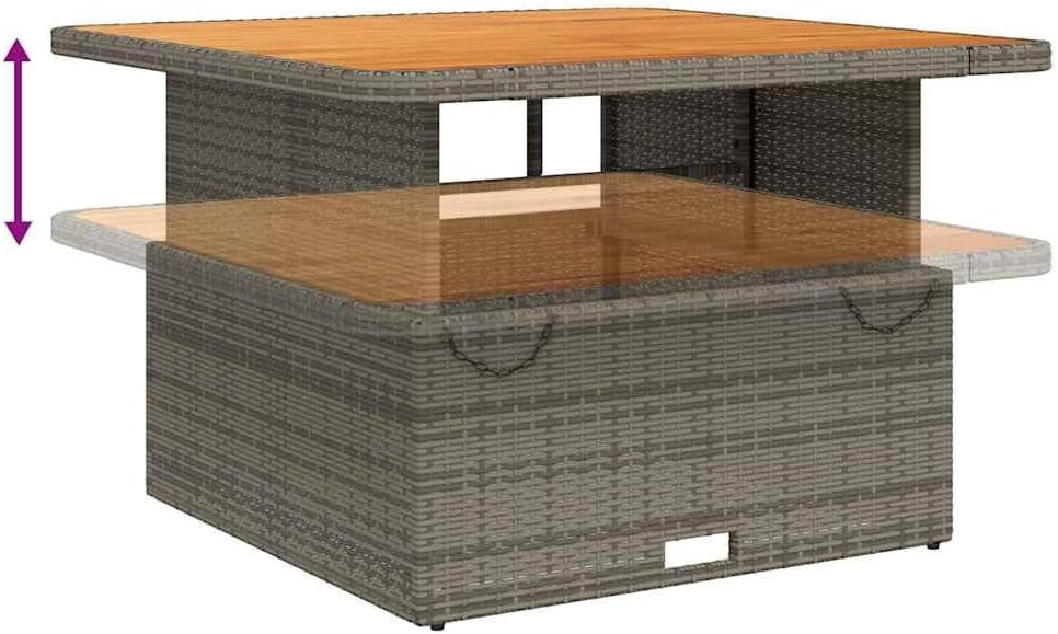 vidaXL - table basse jardin - gris résine tressée, bois acacia, patio,