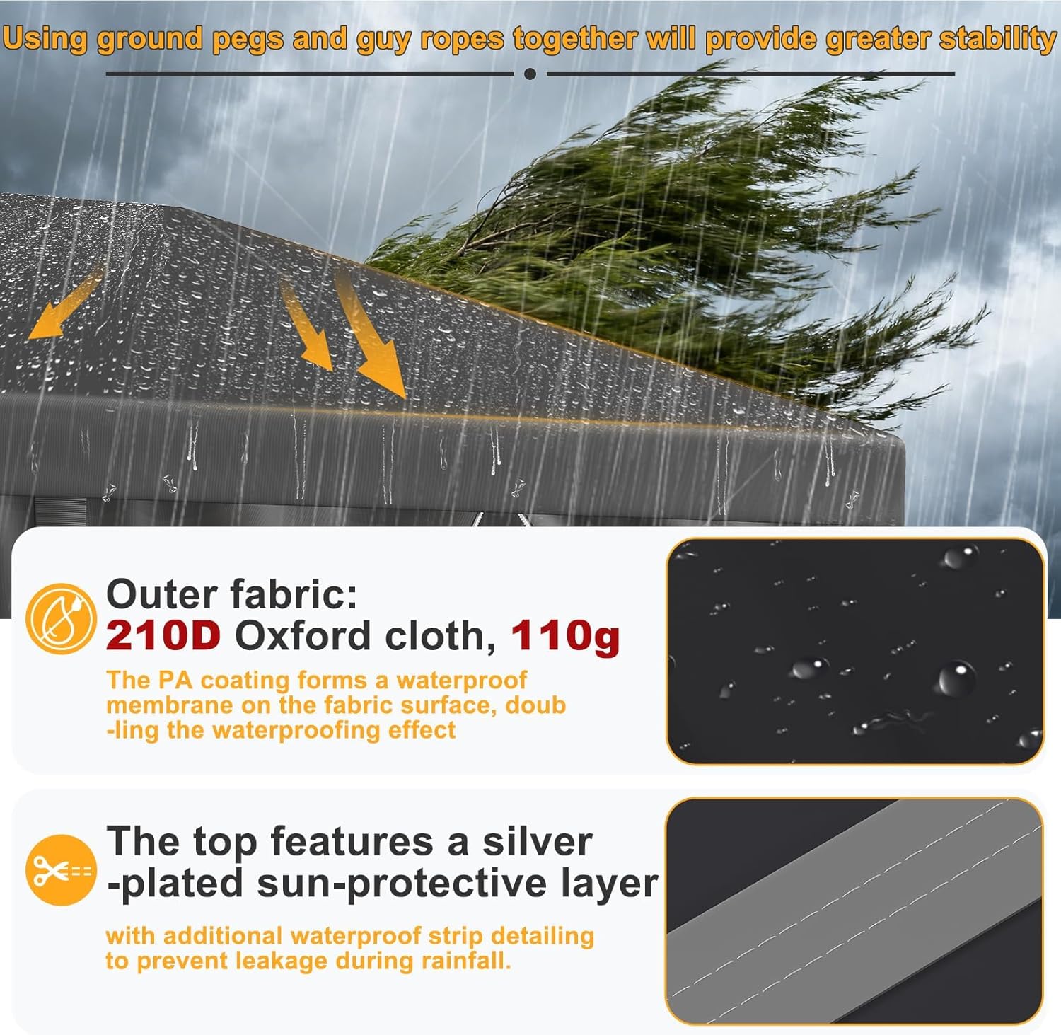 JUMMICO - tonnelle pliante 3x6m - imperméable, hauteur réglable, toile épaisse, structure robuste
