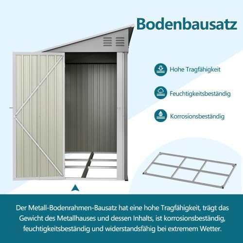 Abri de jardin en métal - 4x10 pieds/1,2x3 m - verrouillable, fenêtres, résistant intempéries