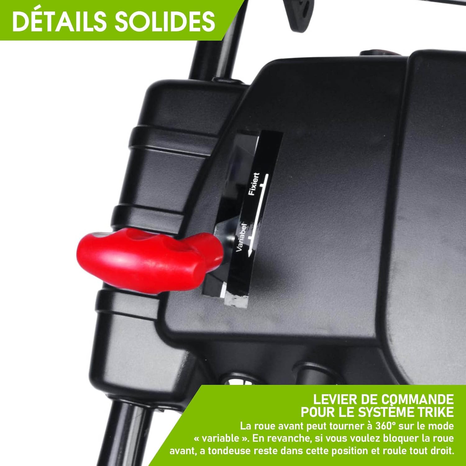 BRAST - tondeuse thermique 3 roues 53cm, 224cc, tractée, démarrage électrique, mulching, 4en1, TRIKE E-START
