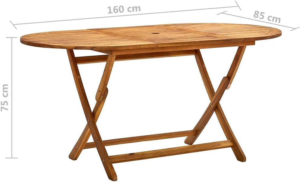 vidaXL - Table pliante extérieur - 160x85x75 cm - acacia massif