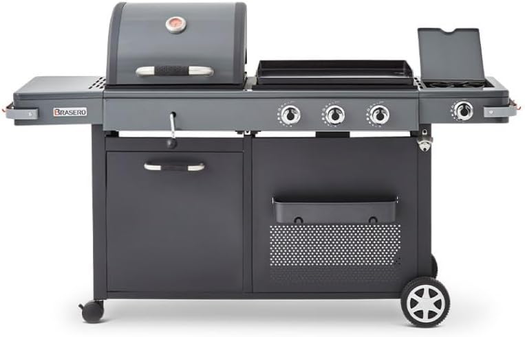 Favex - Brasero Bi-Energy XL - 60x42 cm - gaz/charbon, 3 brûleurs, housse