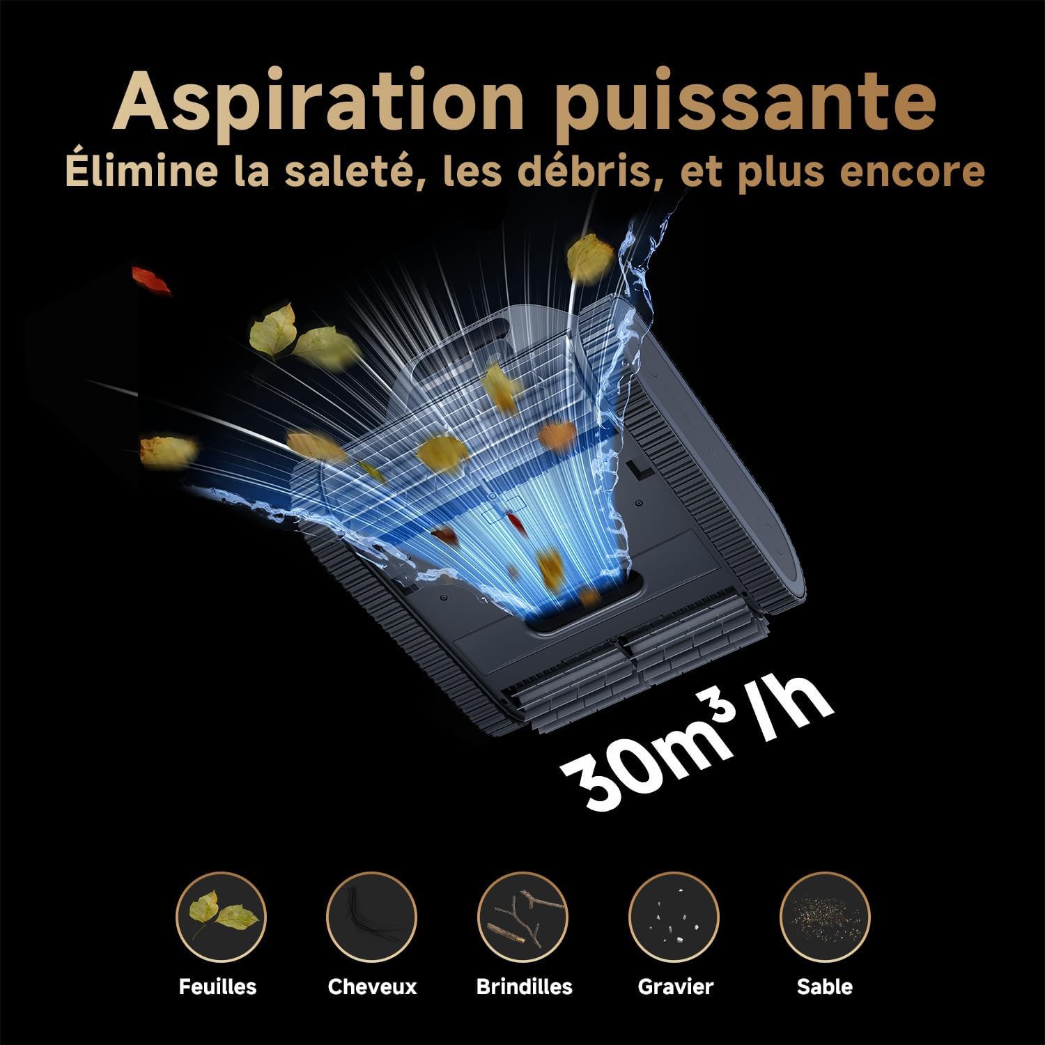 DREAME Z1 Pro Robot Piscine sans Fil, Puissance d'Aspiration 30 000 LPH, Nettoyage du Fond, Parois et Ligne d'eau, Télécommande Manuelle, 240 Min, Jusqu'à 200 m²